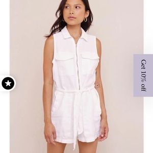 Bella Bahl White Zip Front Romper